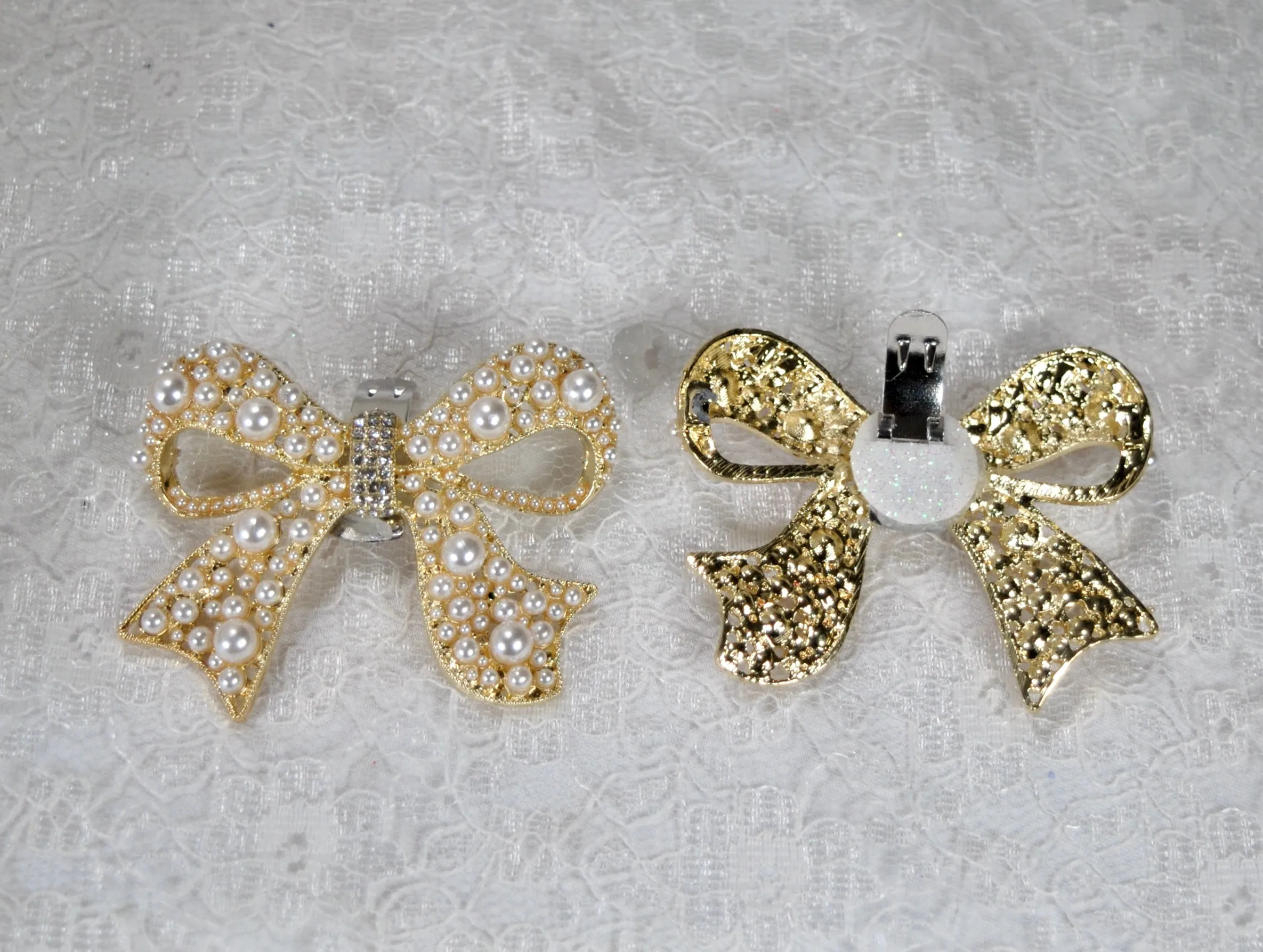 Satin Shoes with Pearl Bow Shoe Clip