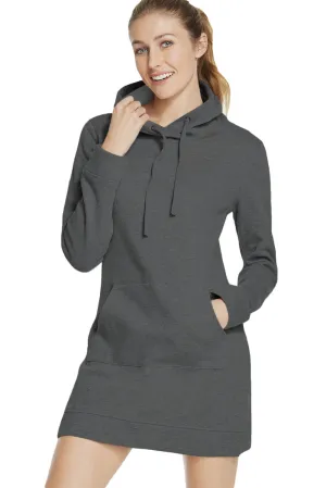 Sexy Dark Grey Slim Fit Pocket Front Hoodie Mini Dress