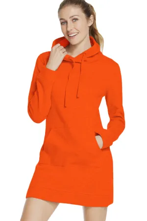 Sexy Orange Slim Fit Pocket Front Hoodie Mini Dress