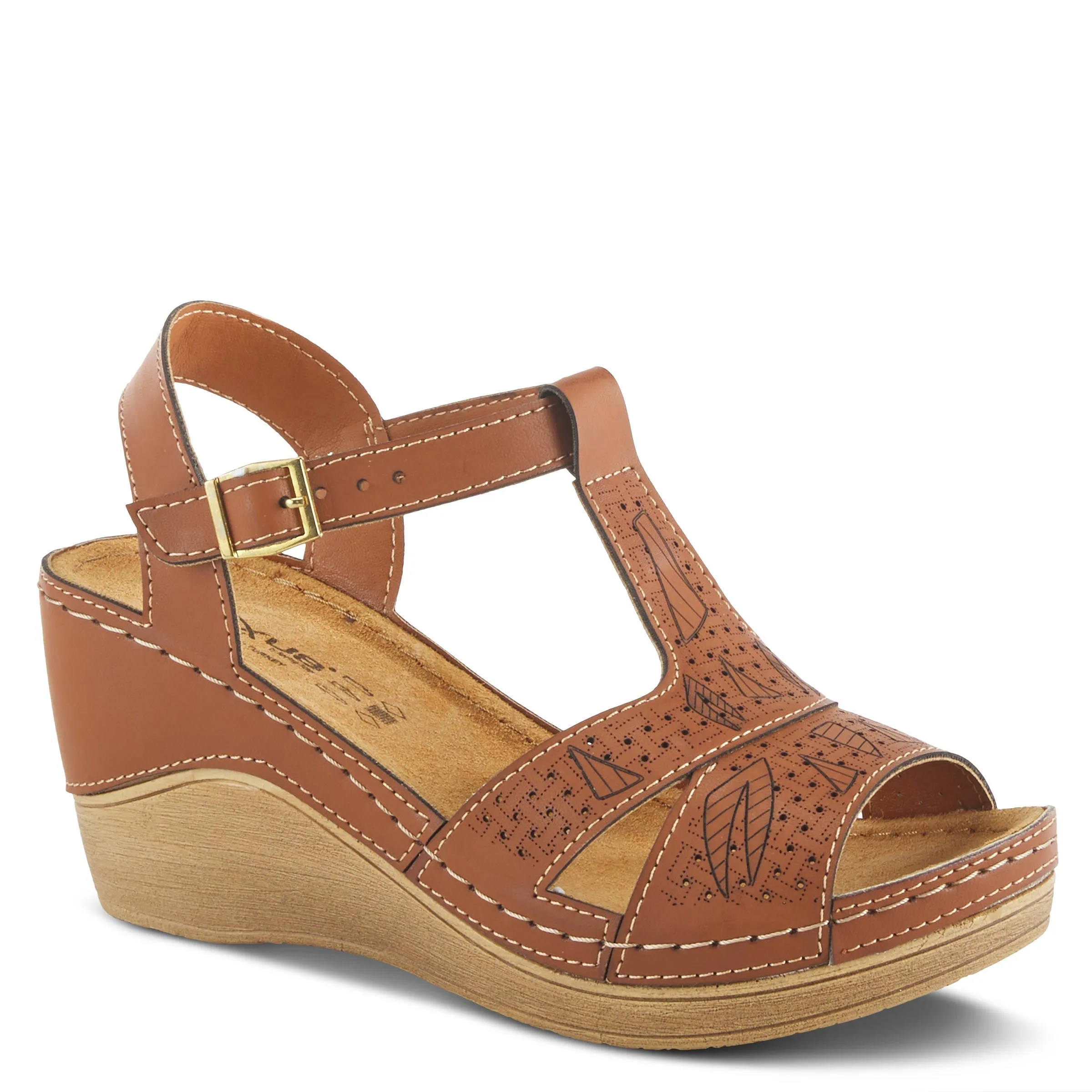 Spring Step Shoes  Flexus Natala Sandal Women’s Vegan Leather Wedge 3" Heel