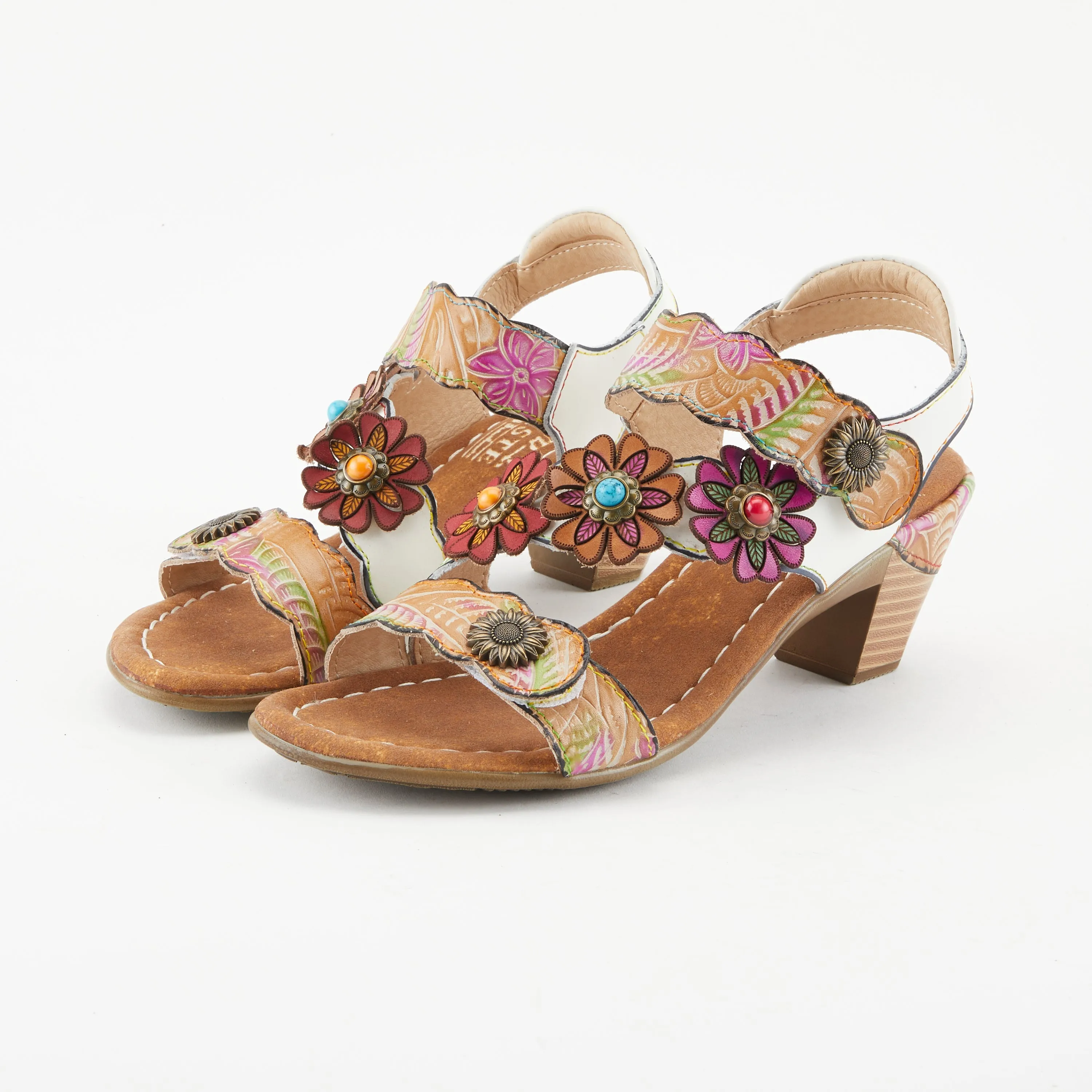 Spring Step Shoes  L'Artiste Aromas Slingback Sandals Women’s Leather Floral
