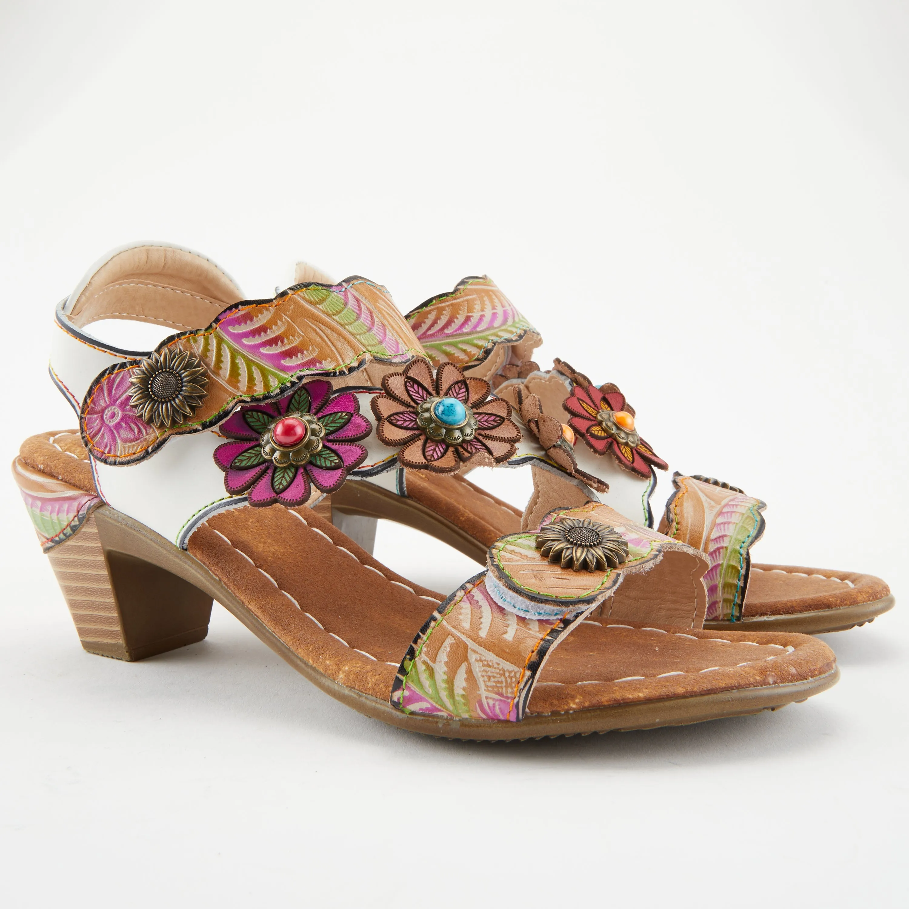 Spring Step Shoes  L'Artiste Aromas Slingback Sandals Women’s Leather Floral