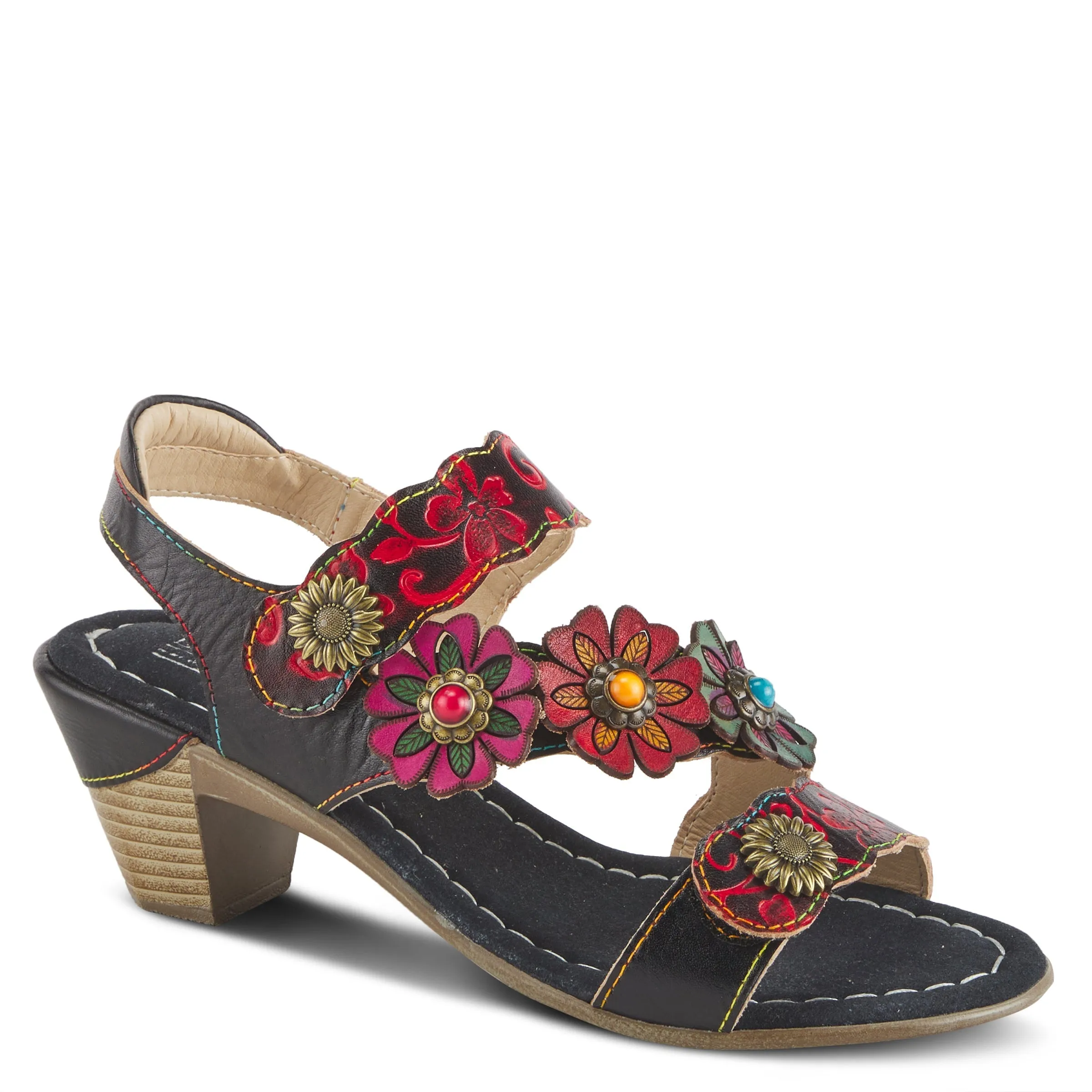 Spring Step Shoes  L'Artiste Aromas Slingback Sandals Women’s Leather Floral