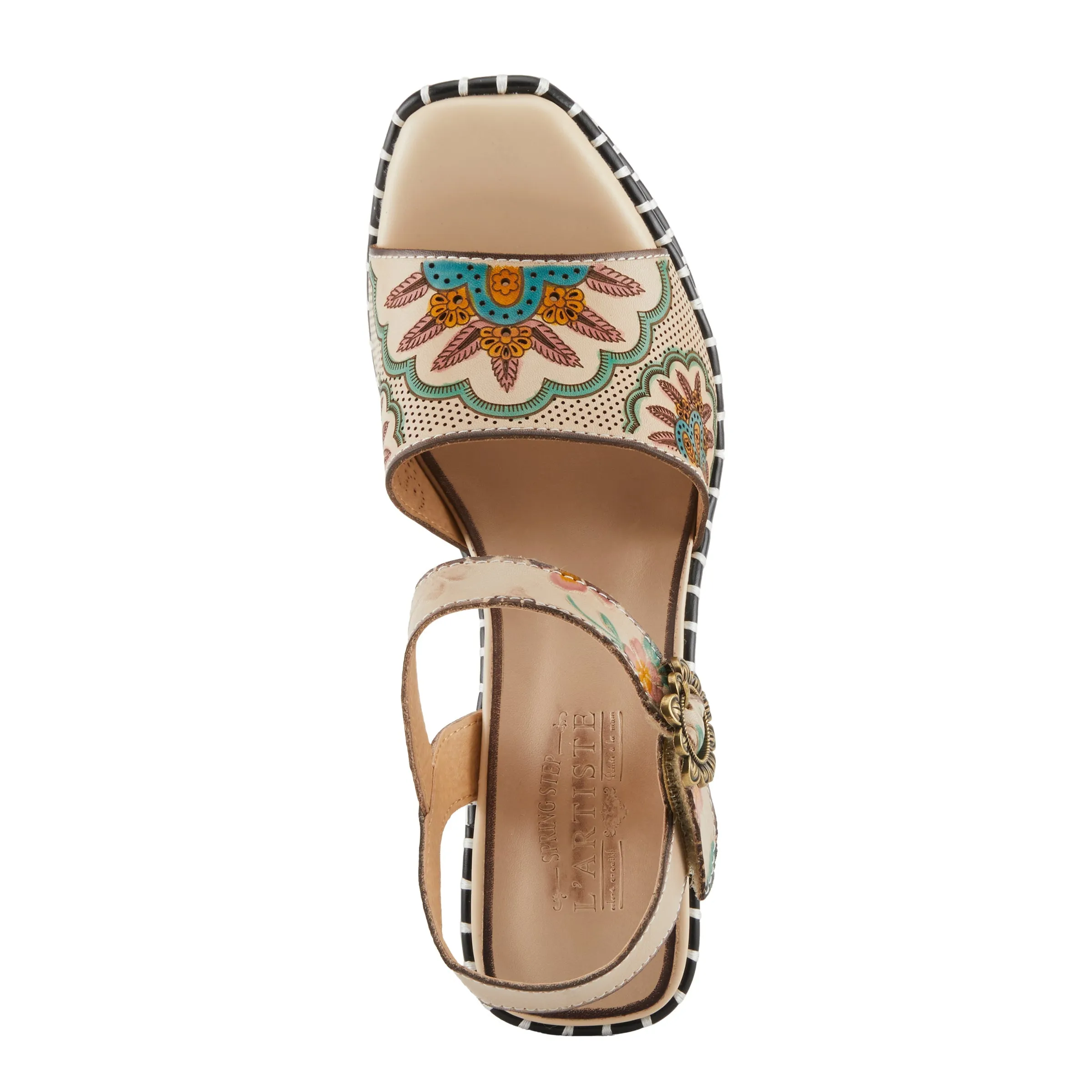 Spring Step Shoes L'Artiste Gogetem Sandals Women's Leather Floral