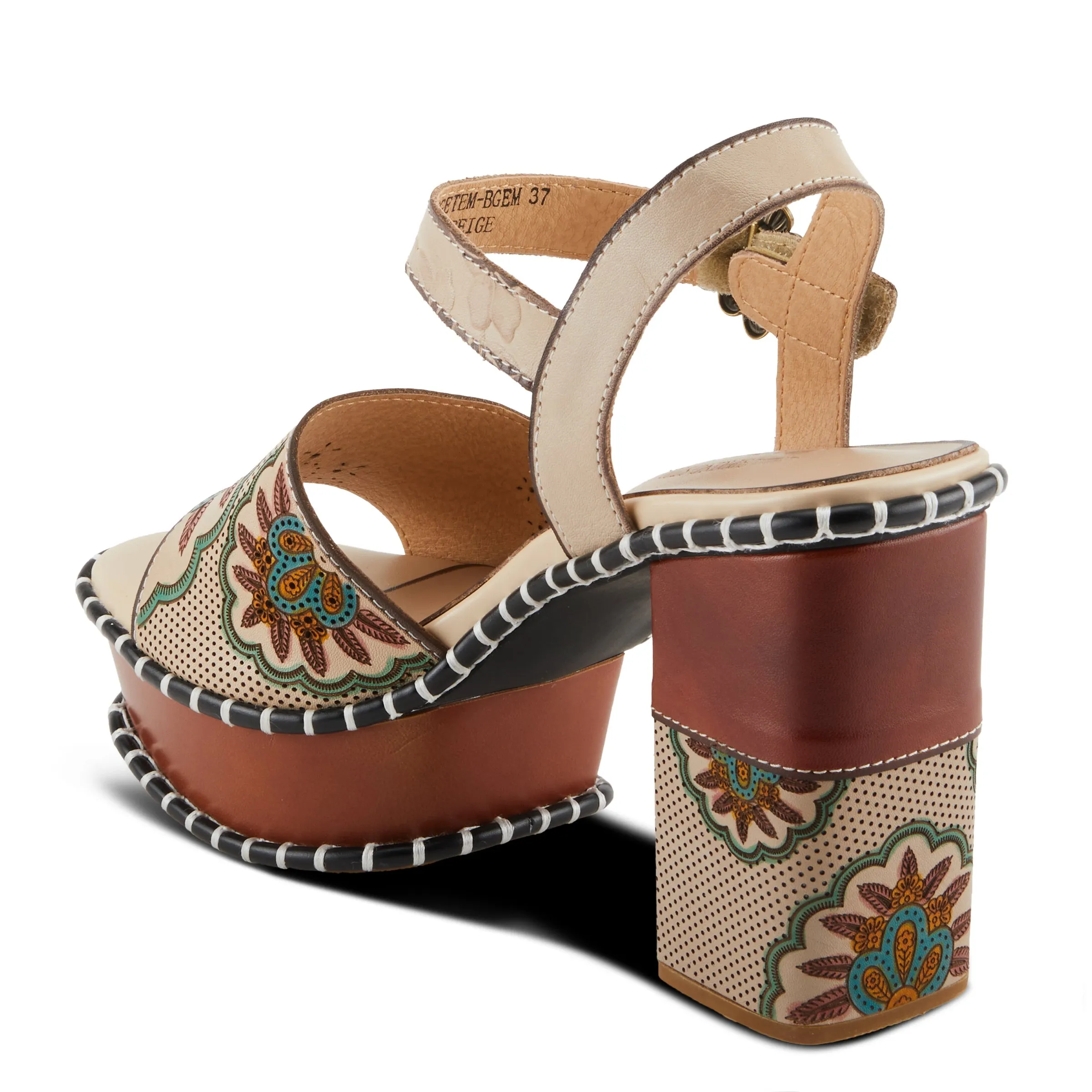 Spring Step Shoes L'Artiste Gogetem Sandals Women's Leather Floral