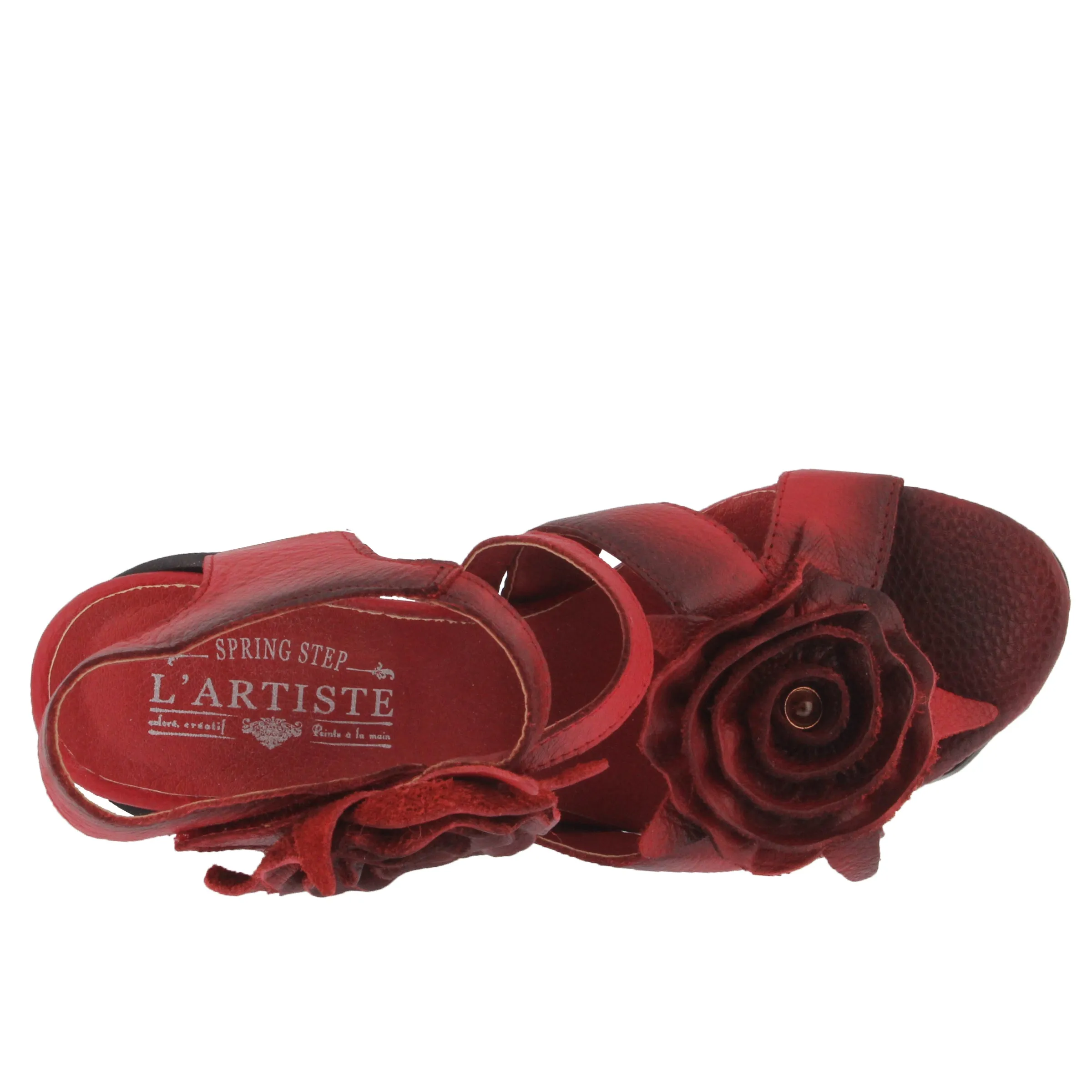 Spring Step Shoes L'Artiste Shelly Ankle Strap Sandal Women’s Hand Painted Leather