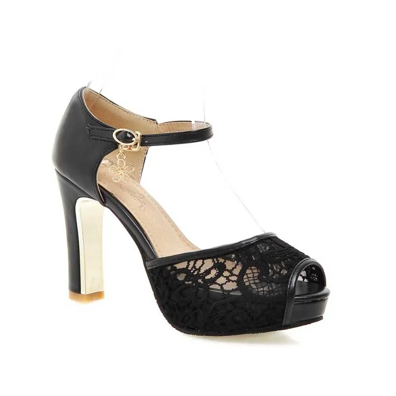 Sweet Lace High Heel Costume Shoes with Bow Accent