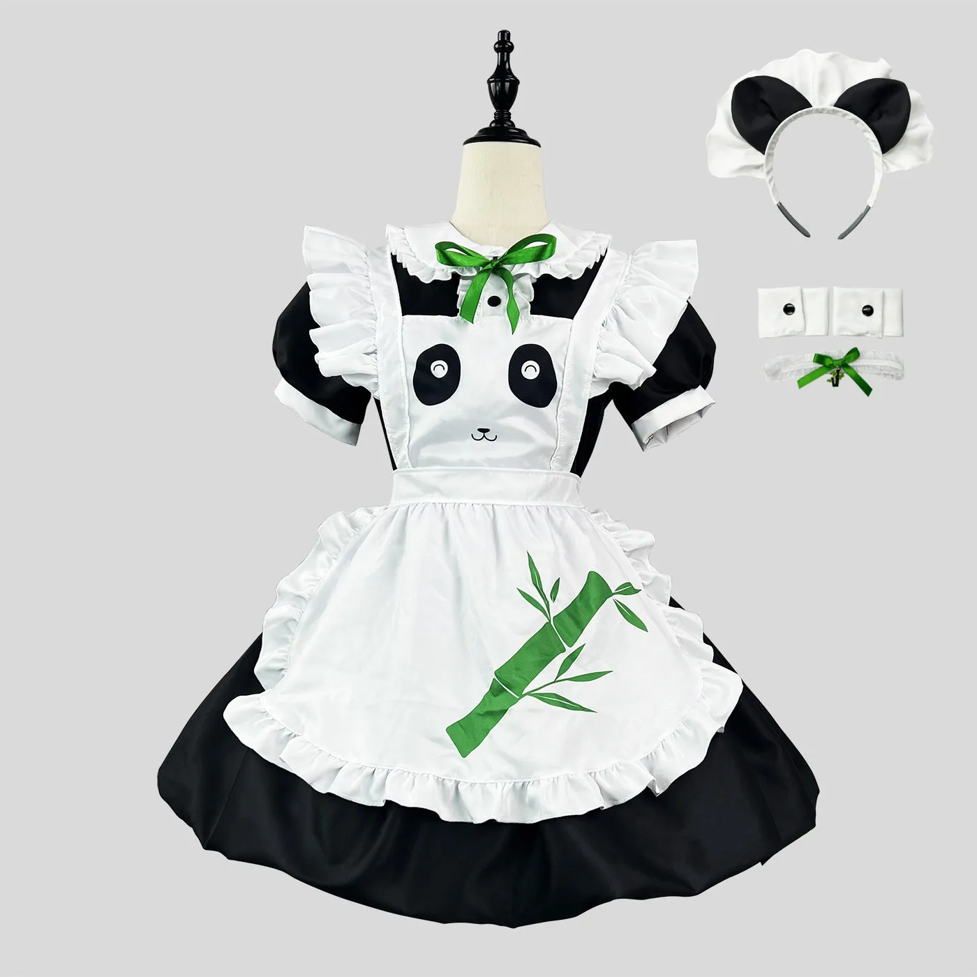 Sweet Panda Maid Lolita Costume - Adorable Bubble Skirt Anime Outfit with Accessories