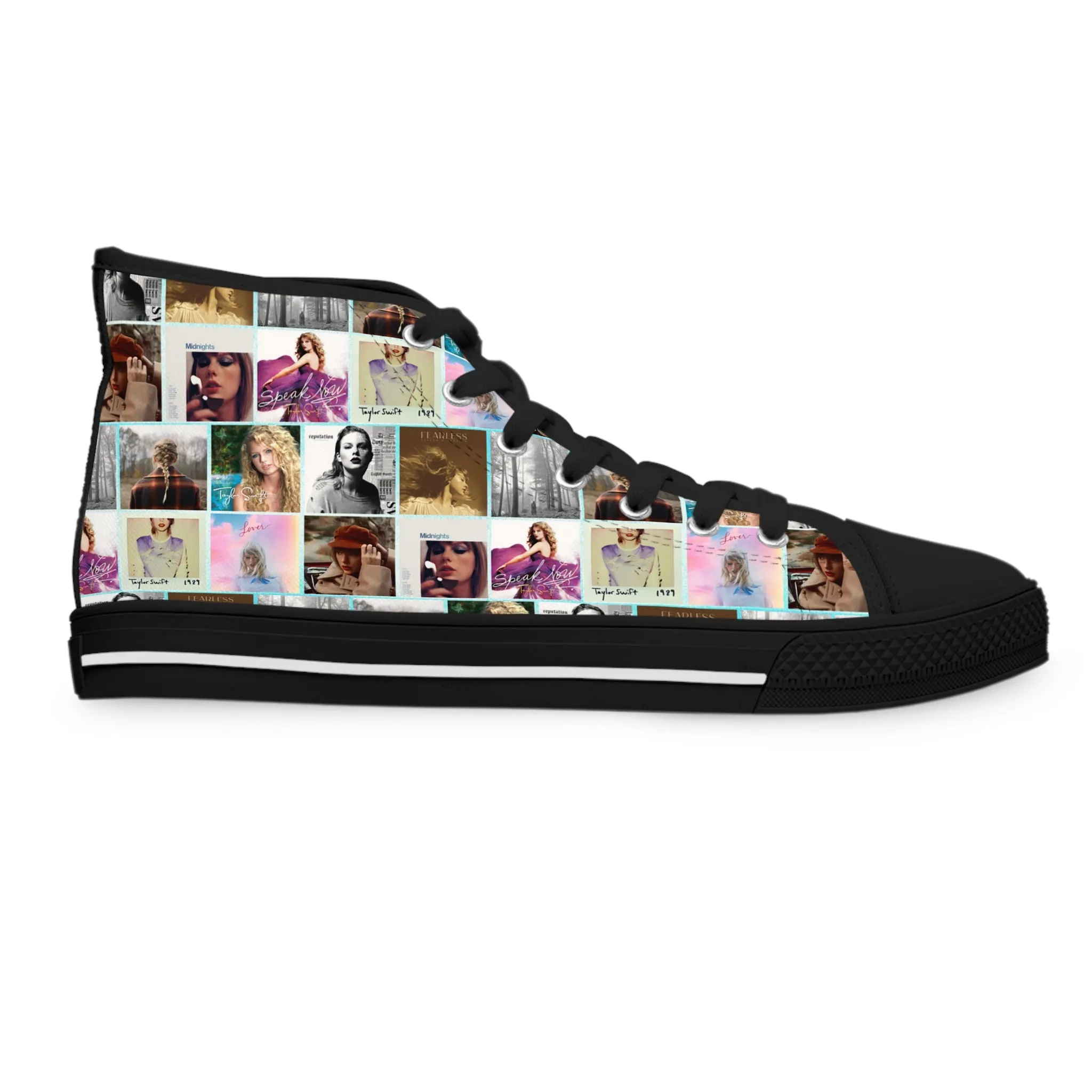 Taylor Swift Album Art Collage Pattern Women's High Top Sneakers