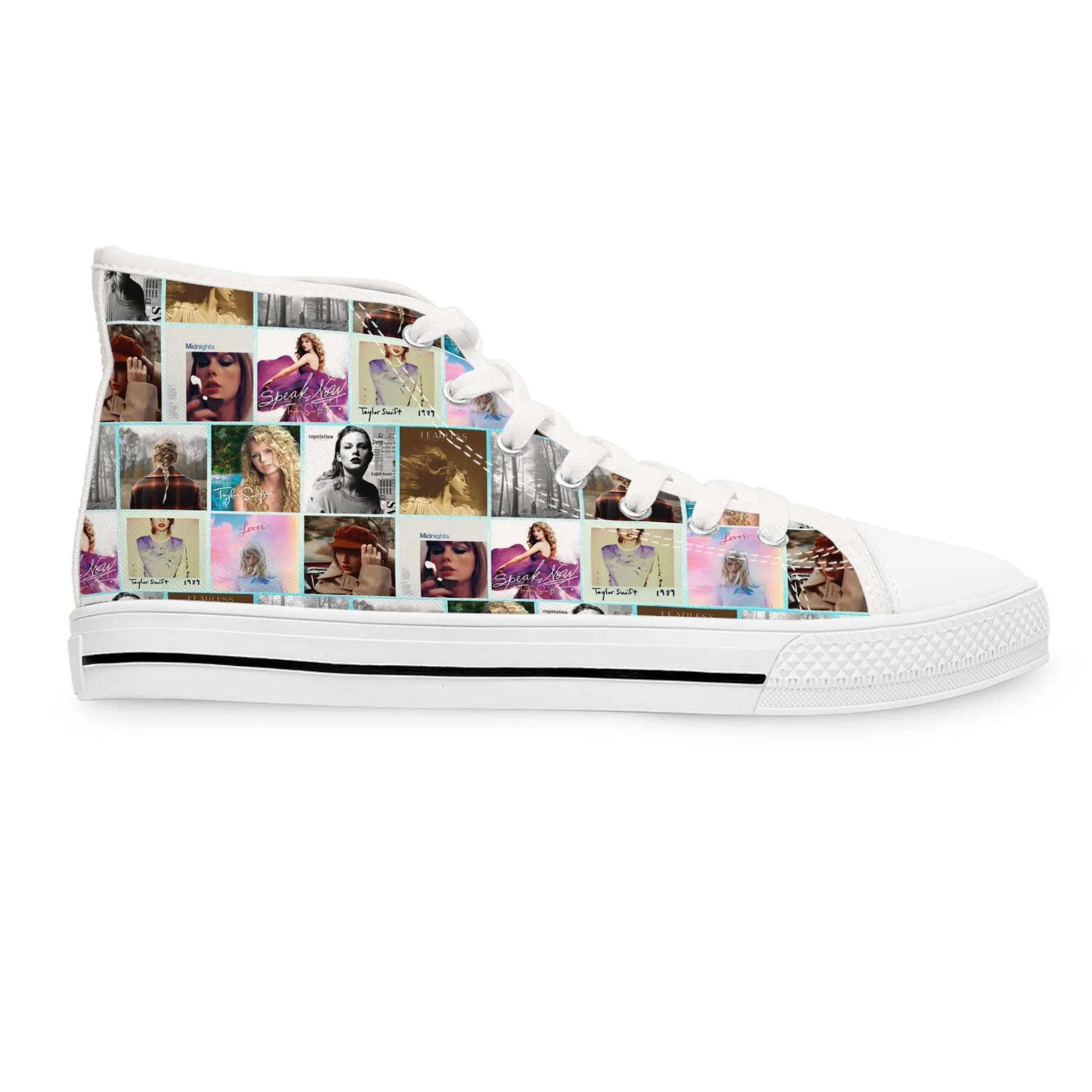 Taylor Swift Album Art Collage Pattern Women's High Top Sneakers