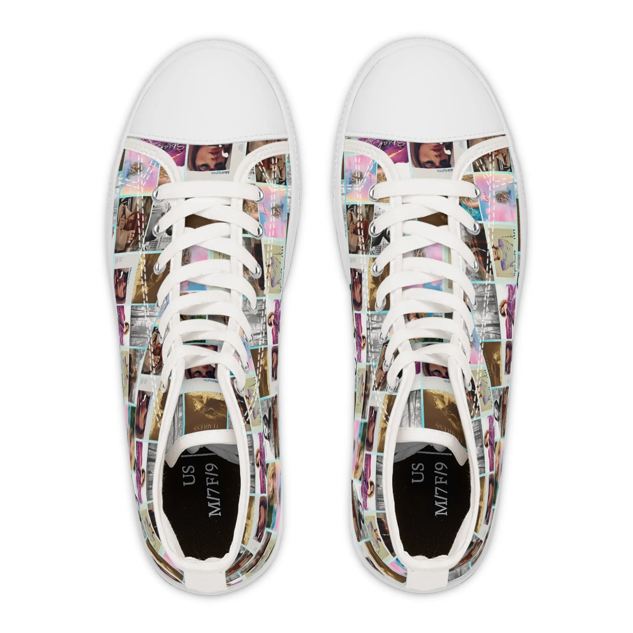 Taylor Swift Album Art Collage Pattern Women's High Top Sneakers