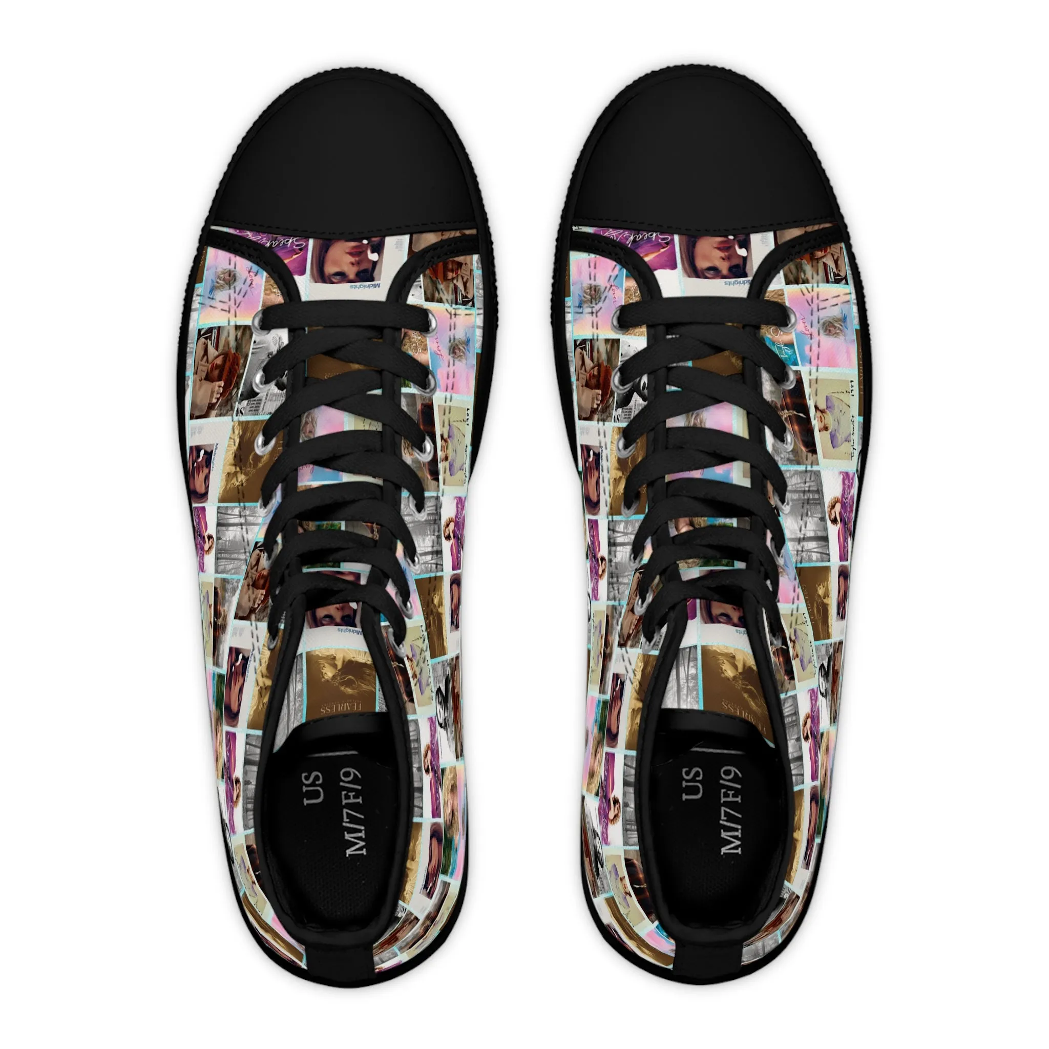 Taylor Swift Album Art Collage Pattern Women's High Top Sneakers