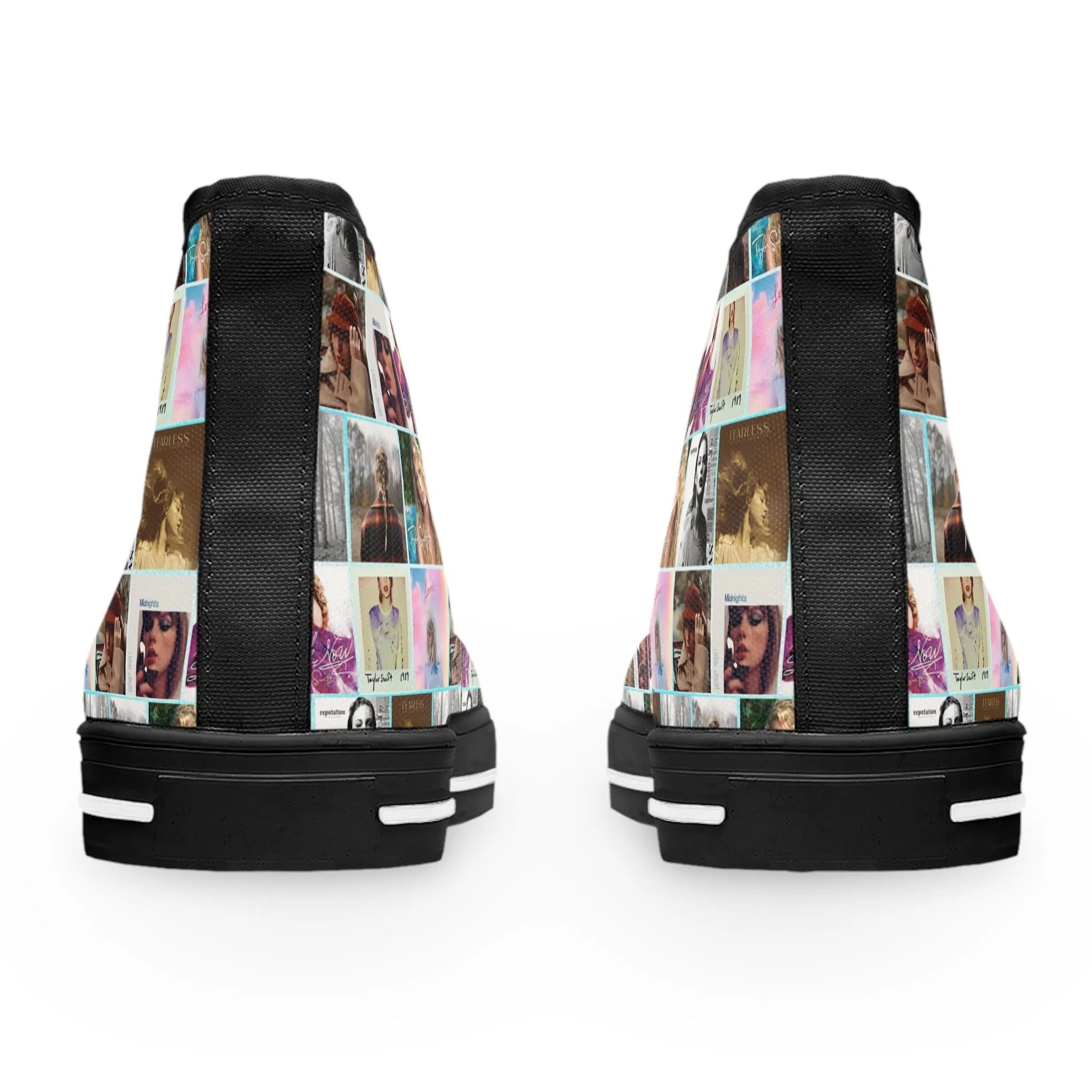 Taylor Swift Album Art Collage Pattern Women's High Top Sneakers