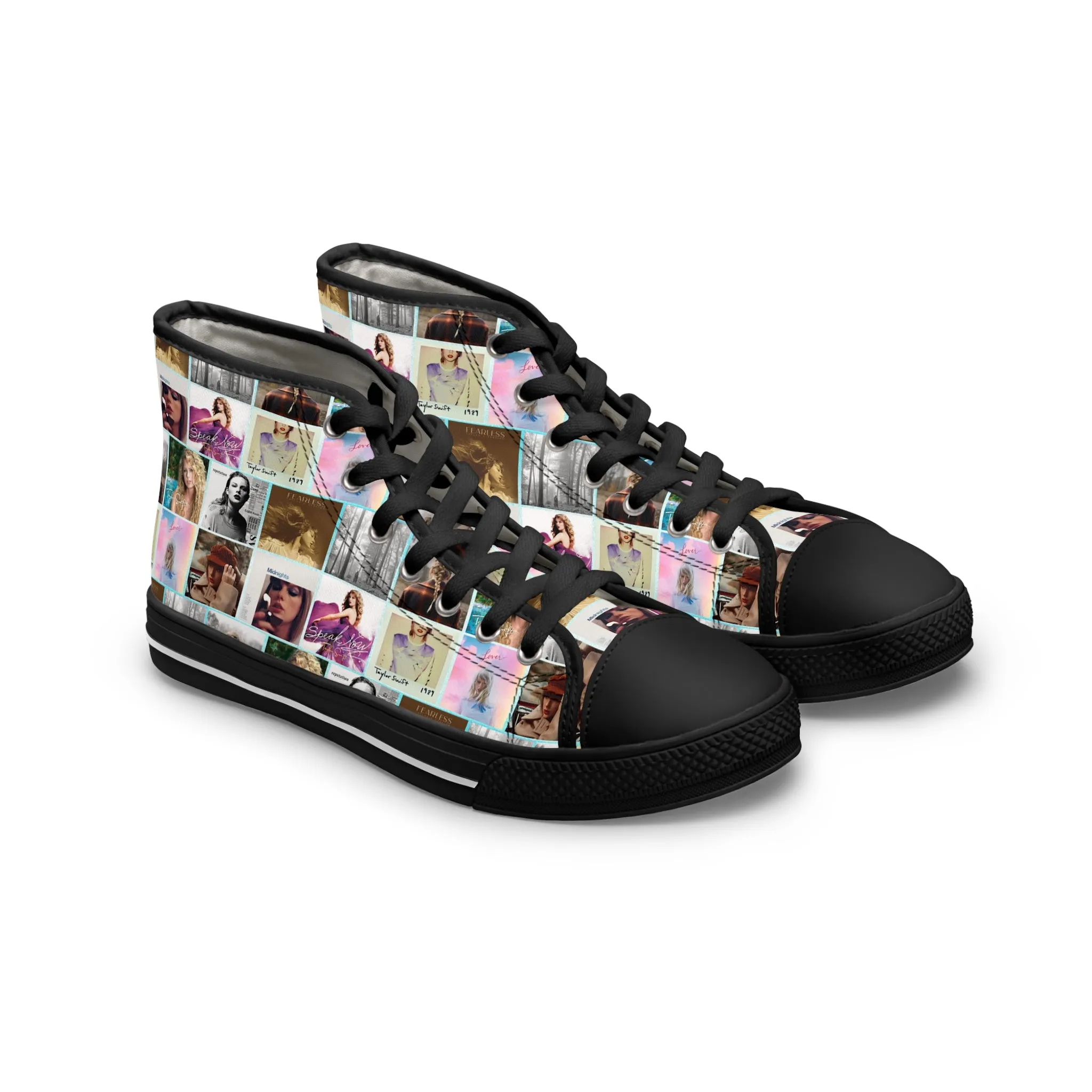 Taylor Swift Album Art Collage Pattern Women's High Top Sneakers