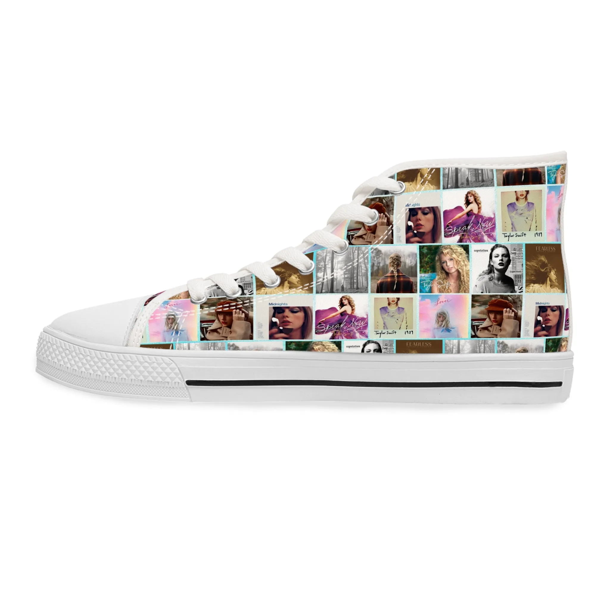 Taylor Swift Album Art Collage Pattern Women's High Top Sneakers