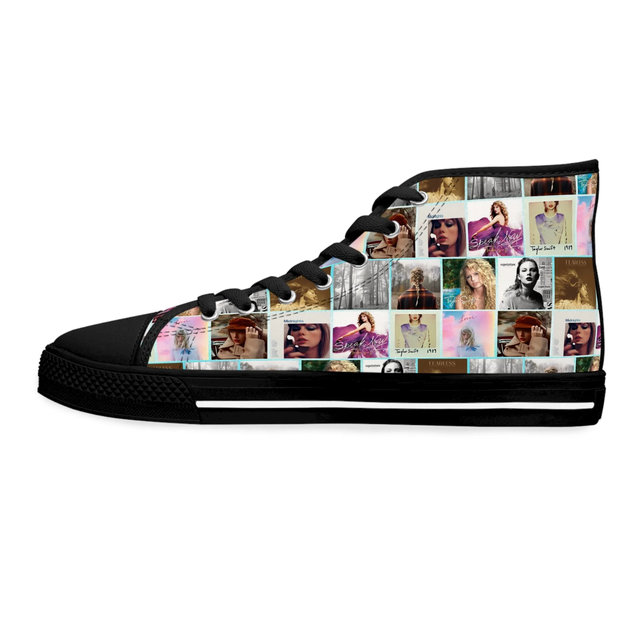 Taylor Swift Album Art Collage Pattern Women's High Top Sneakers