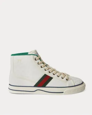 Tennis 1977 Webbing-Trimmed Monogrammed Canvas High-Top  White high top sneakers