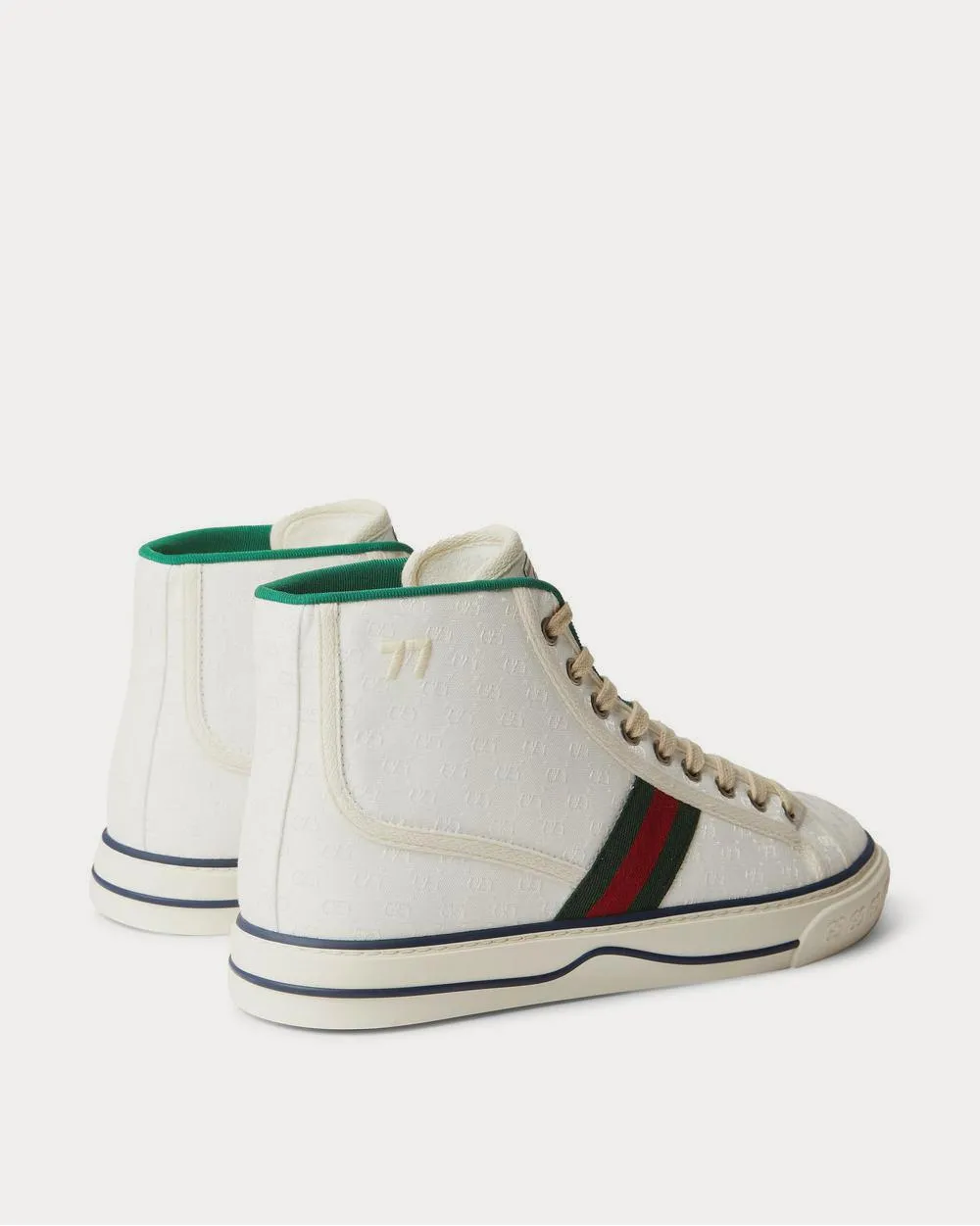 Tennis 1977 Webbing-Trimmed Monogrammed Canvas High-Top  White high top sneakers