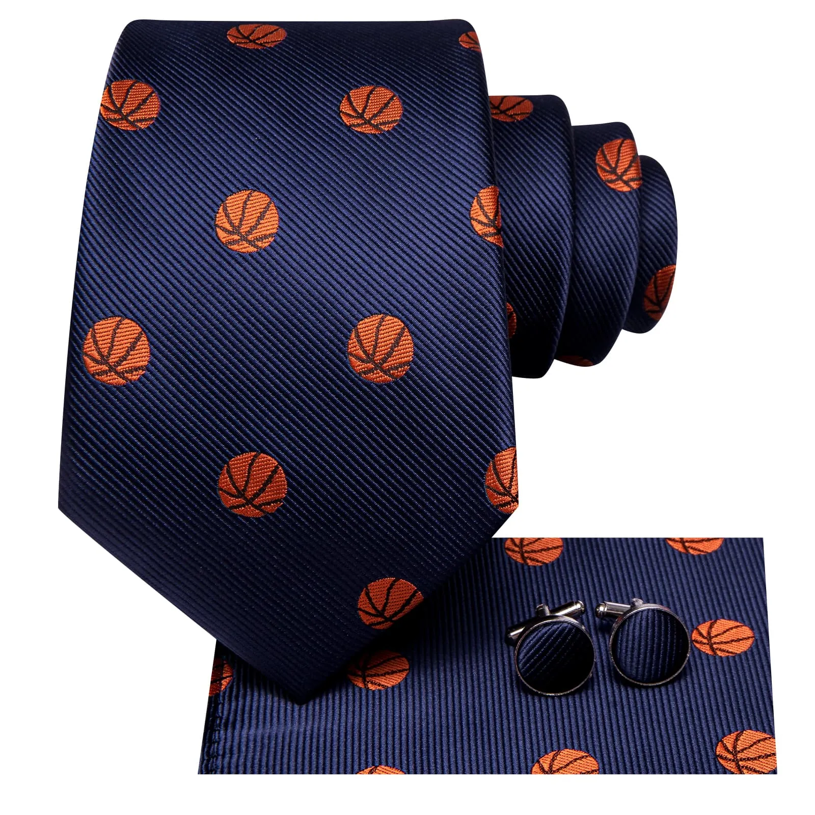 Ties2you Silk Necktie Deep Blue Fun Novelty Football Casual Mens Tie Set