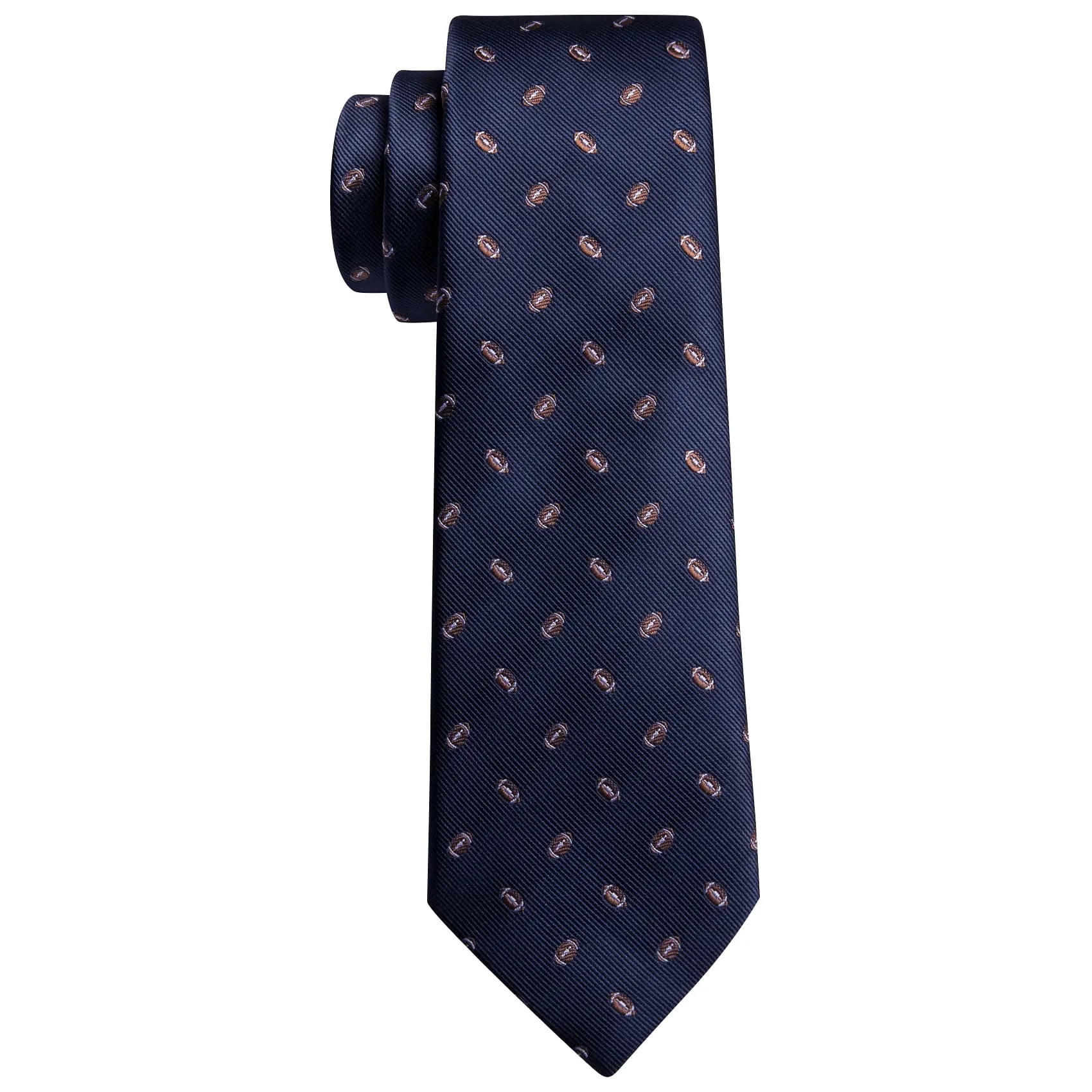 Ties2you Silk Necktie Deep Blue Novelty Football Pattern Mens Tie Set