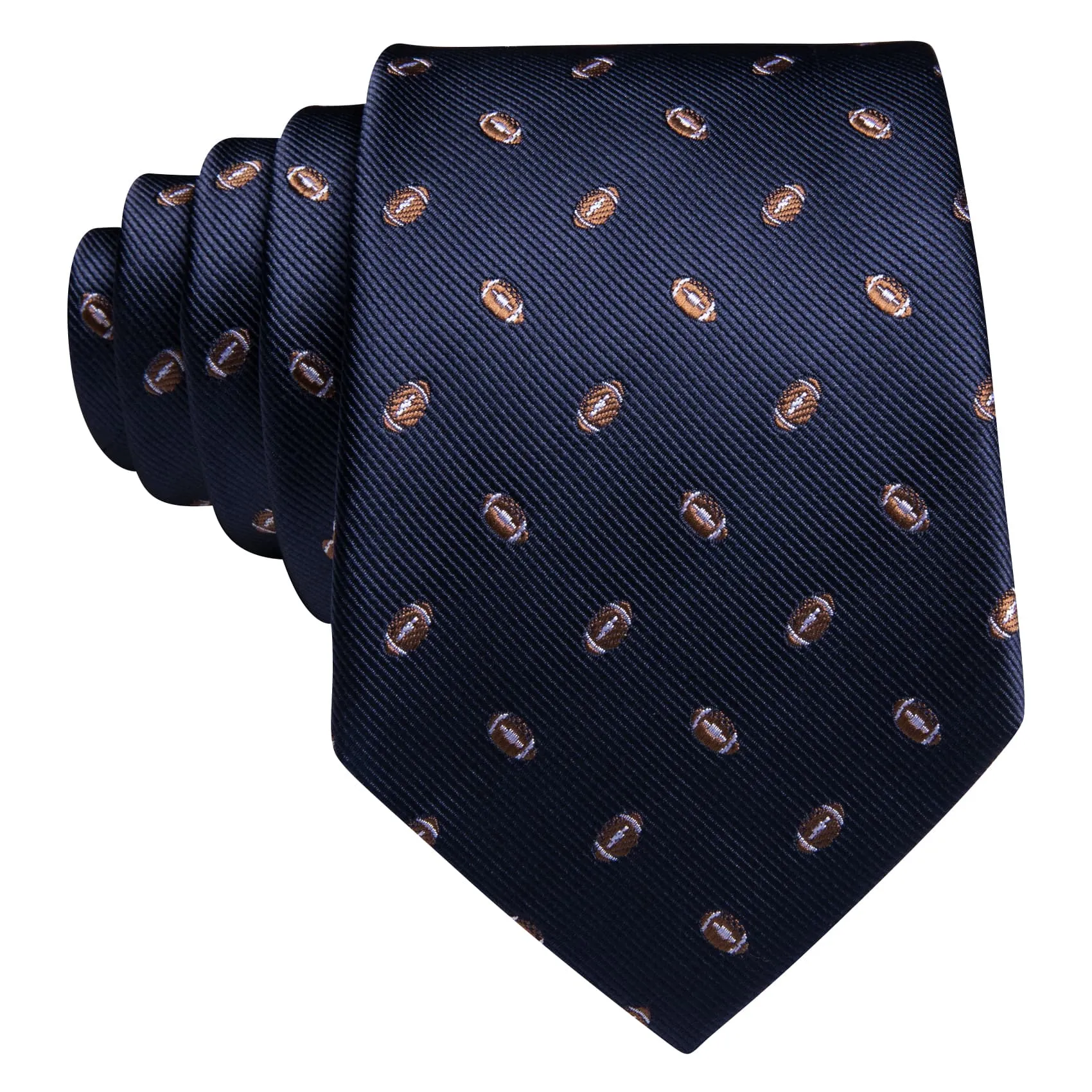 Ties2you Silk Necktie Deep Blue Novelty Football Pattern Mens Tie Set