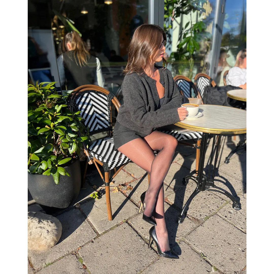 *UK size 1 - MAINZE - black leather , 9cm heels