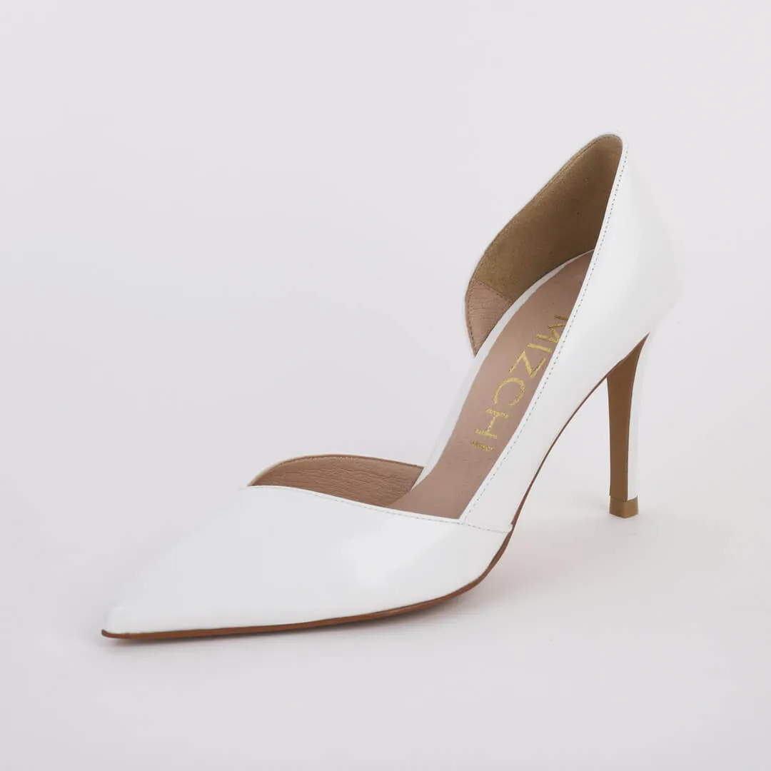 *UK size 1 - MAINZE - black leather , 9cm heels