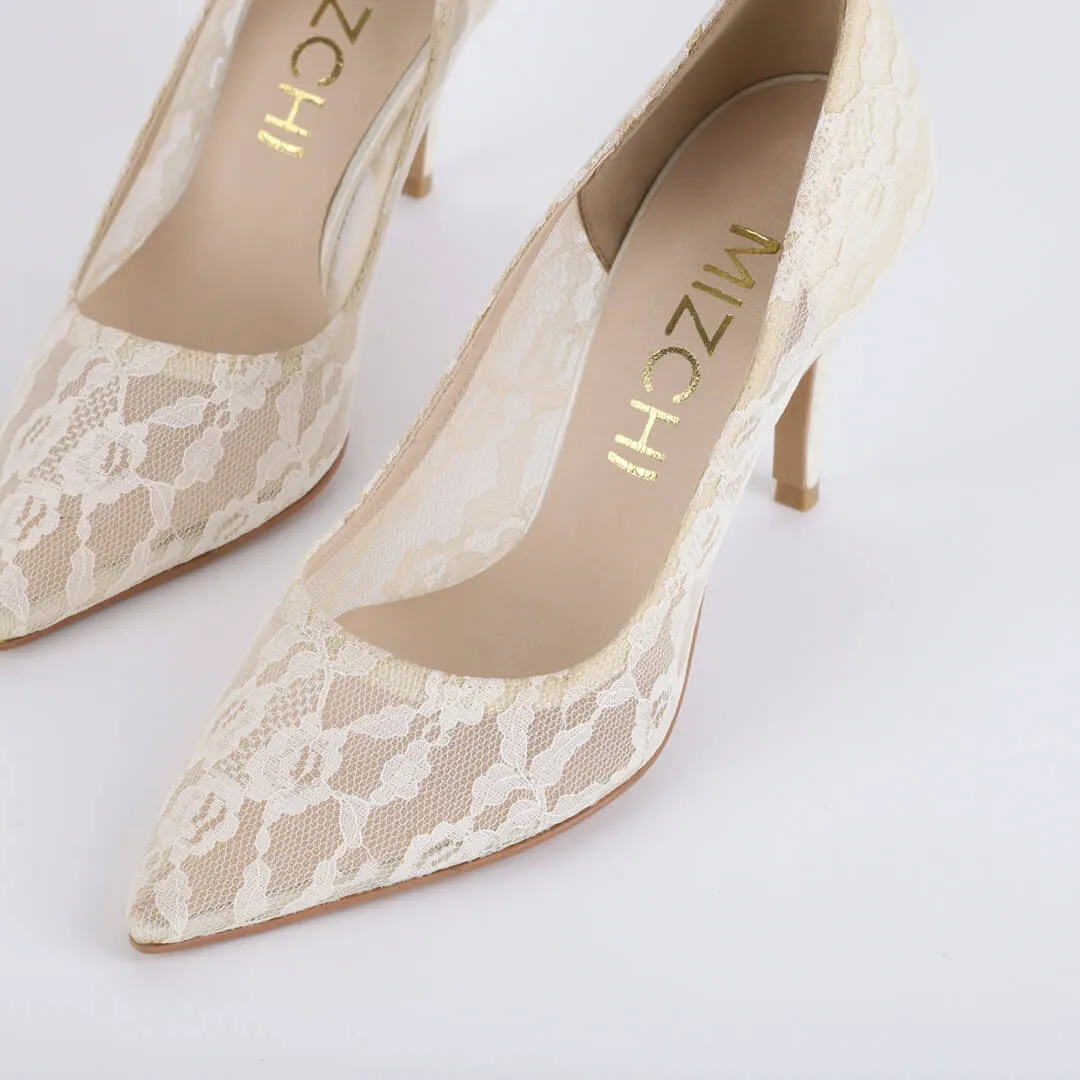 *UK size 2 - FREE LOVE - ivory, 9cm heels