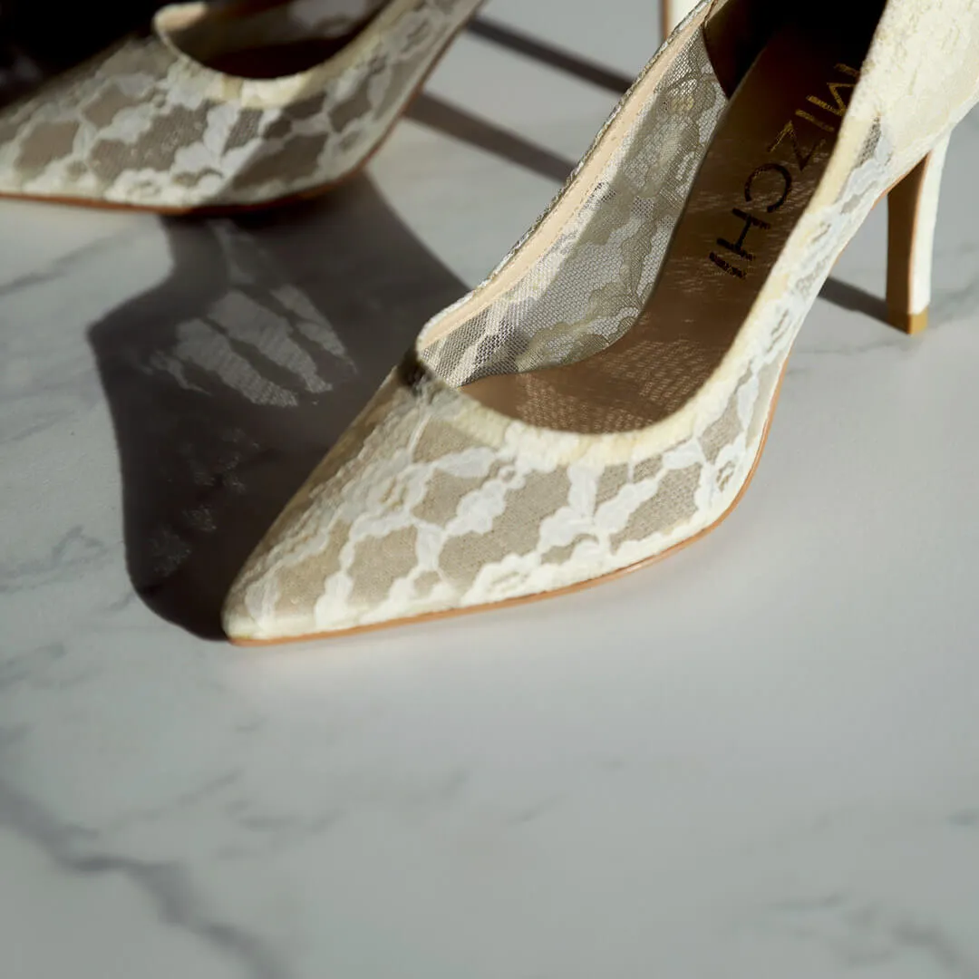 *UK size 2 - FREE LOVE - ivory, 9cm heels