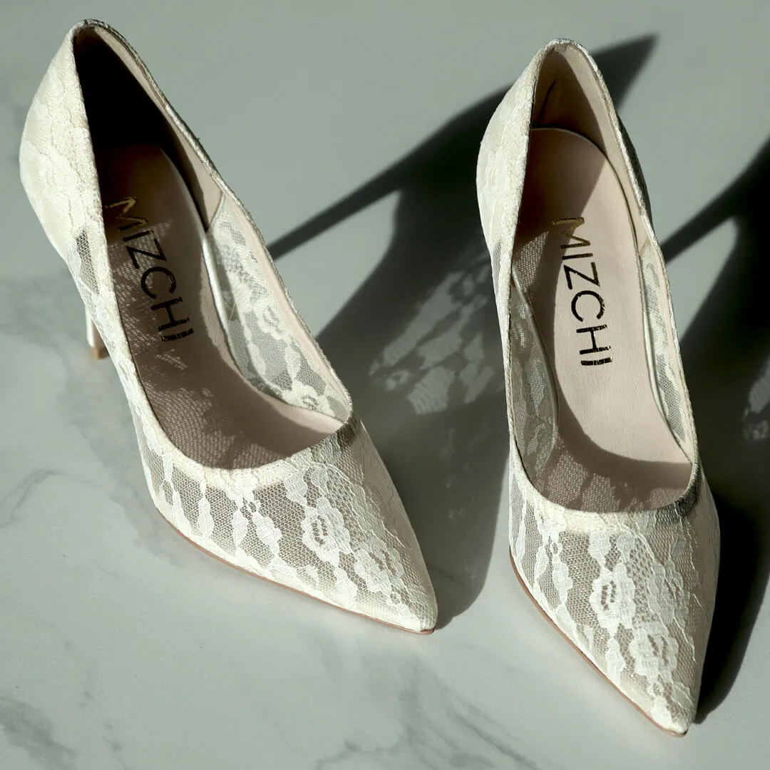 *UK size 2 - FREE LOVE - ivory, 9cm heels