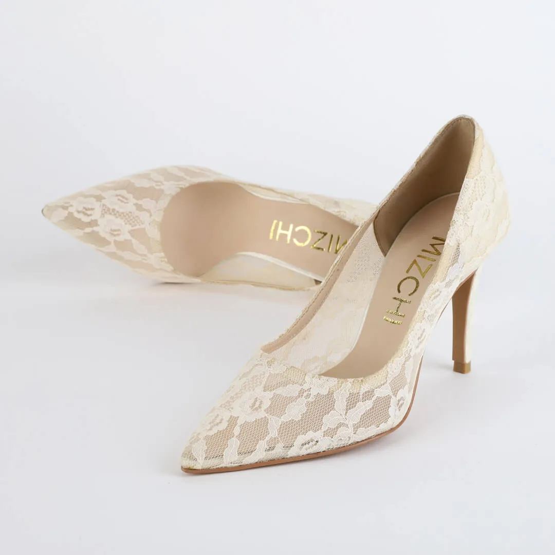 *UK size 2 - FREE LOVE - ivory, 9cm heels
