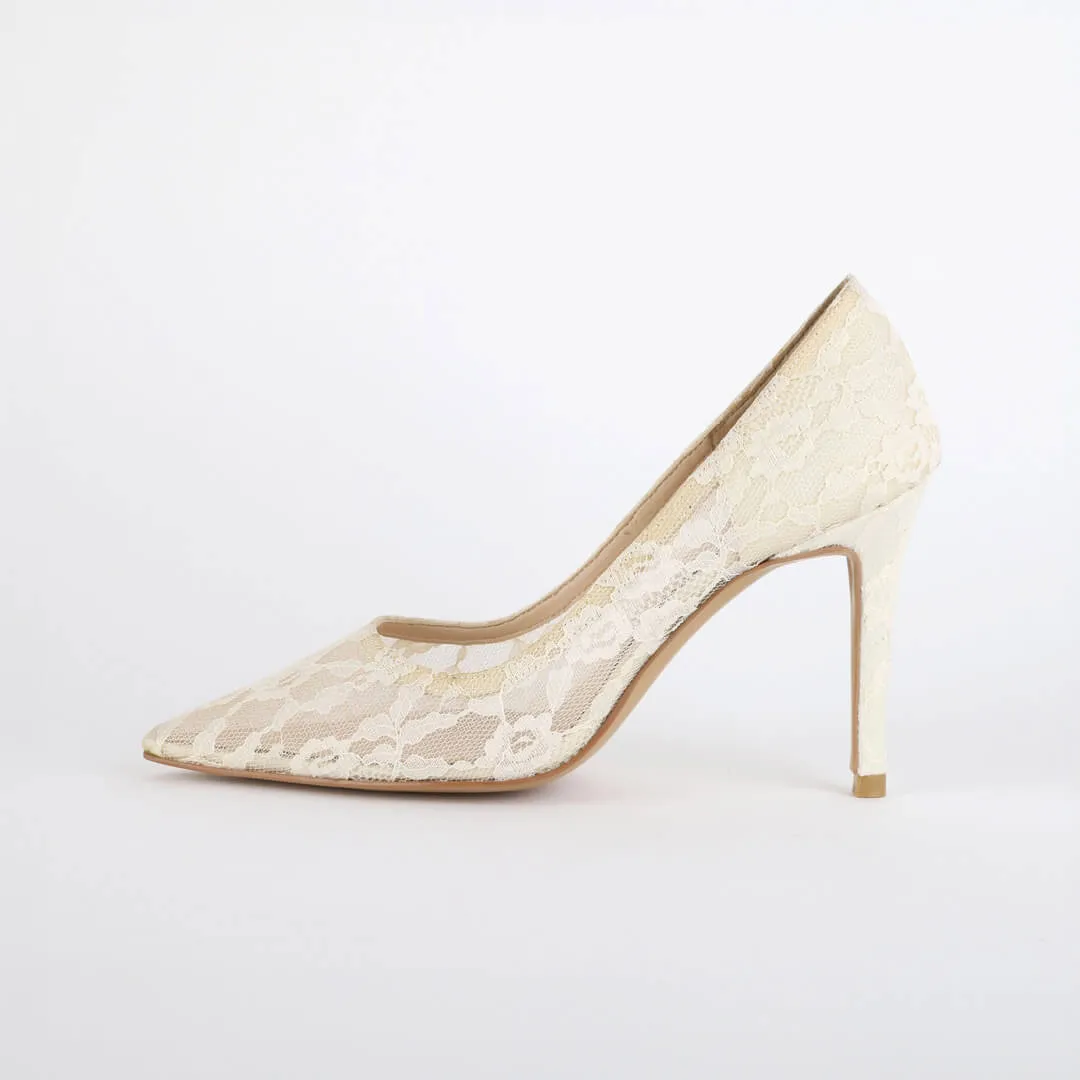 *UK size 2 - FREE LOVE - ivory, 9cm heels