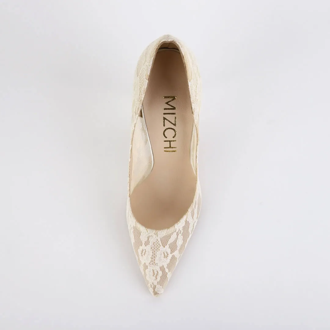 *UK size 2 - FREE LOVE - ivory, 9cm heels