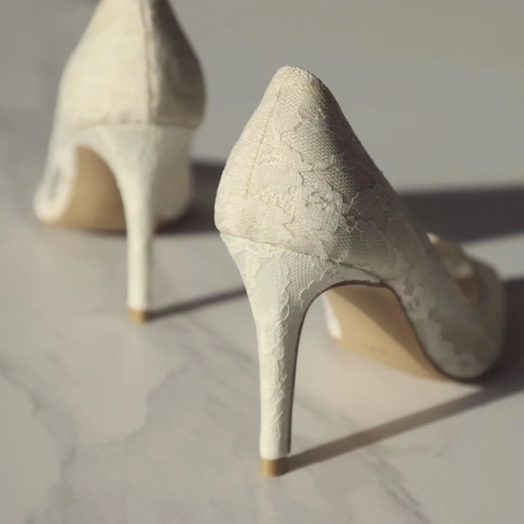 *UK size 2 - FREE LOVE - ivory, 9cm heels