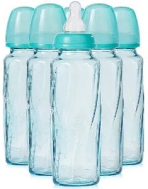 Vented   Baby Bottles Glass 8oz 6pk Teal