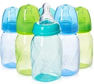 Vented   Baby Bottles Plastic 4oz 6pk Teal/Green/Blue