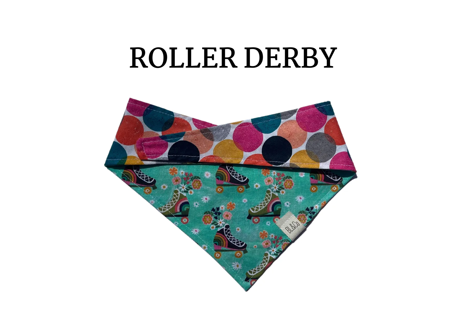 Vintage Roller Skates   Large Vibrant Circles Reversible Tie/On Bandana