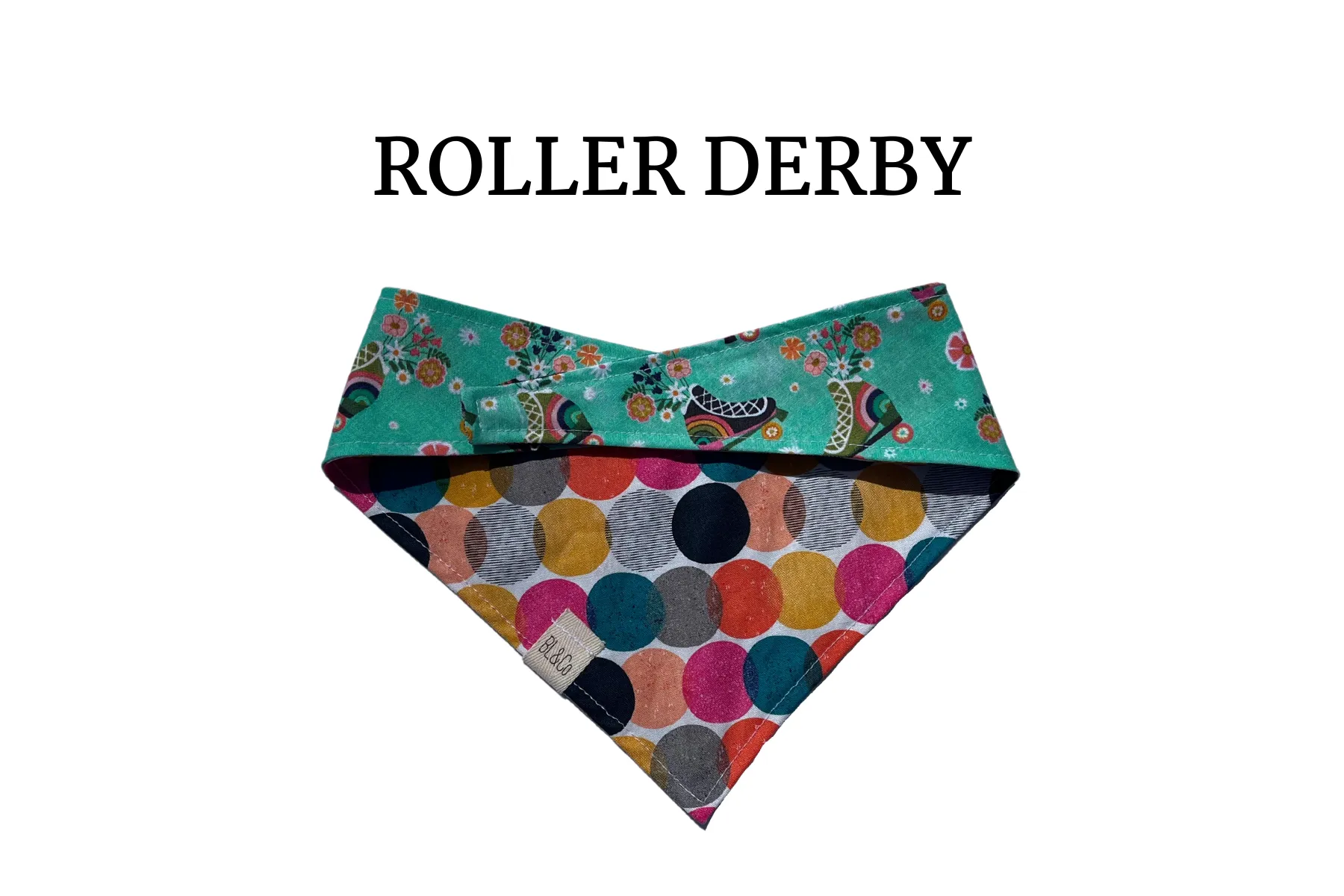 Vintage Roller Skates   Large Vibrant Circles Reversible Tie/On Bandana