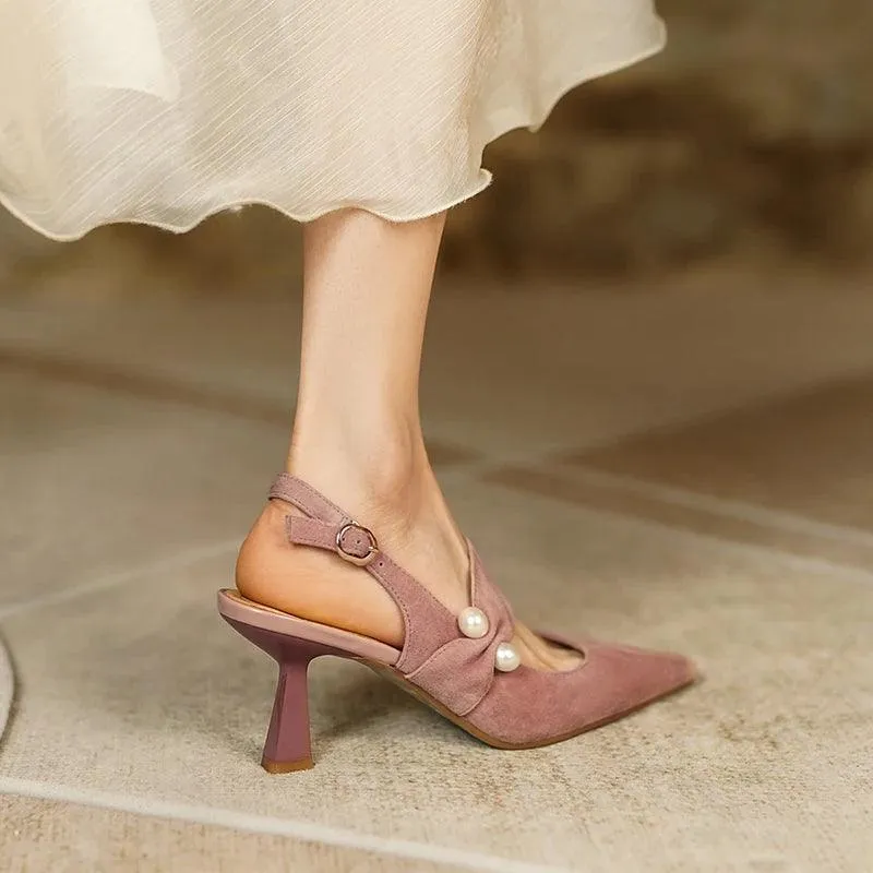 Women's Sandals Shoes - Fashionable Slingback Pumps with Pointed Toe - TSS161
