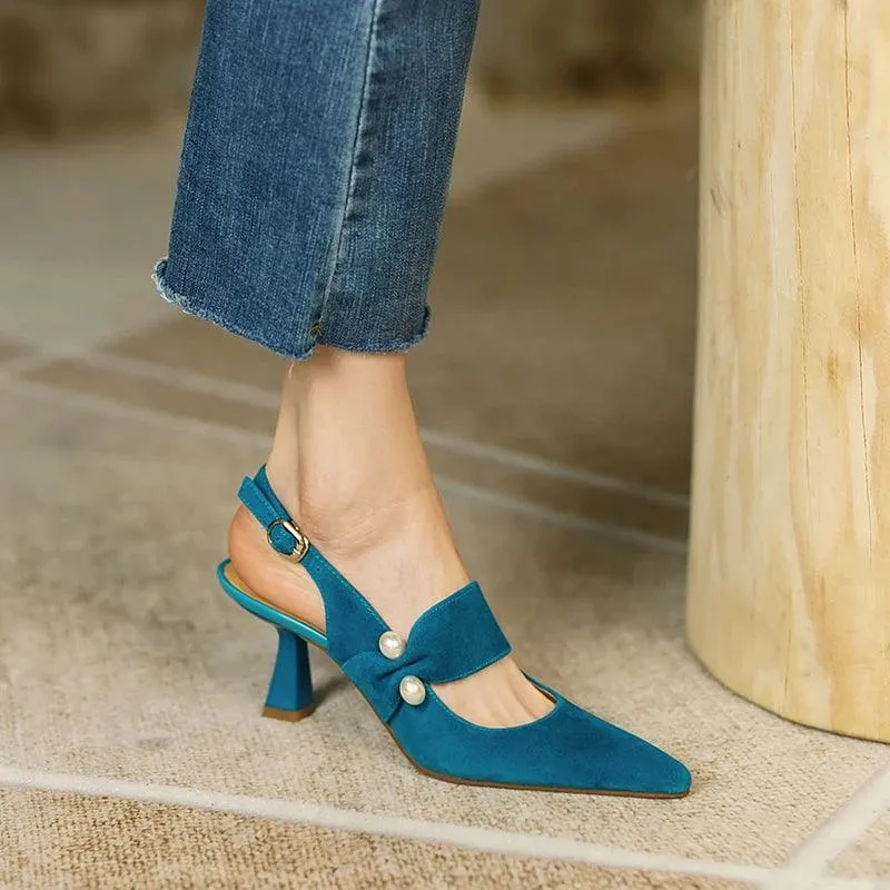 Women's Sandals Shoes - Fashionable Slingback Pumps with Pointed Toe - TSS161