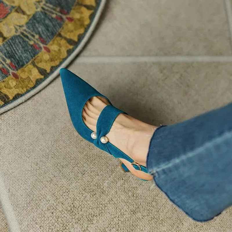 Women's Sandals Shoes - Fashionable Slingback Pumps with Pointed Toe - TSS161
