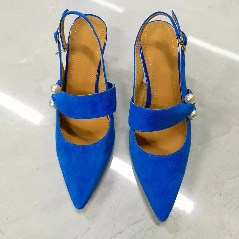 Women's Sandals Shoes - Fashionable Slingback Pumps with Pointed Toe - TSS161