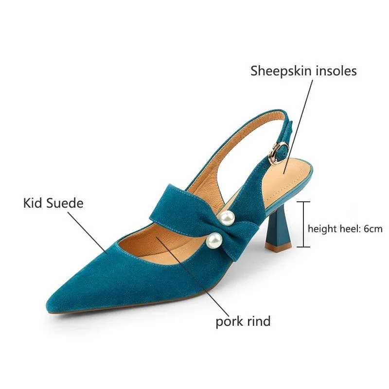 Women's Sandals Shoes - Fashionable Slingback Pumps with Pointed Toe - TSS161