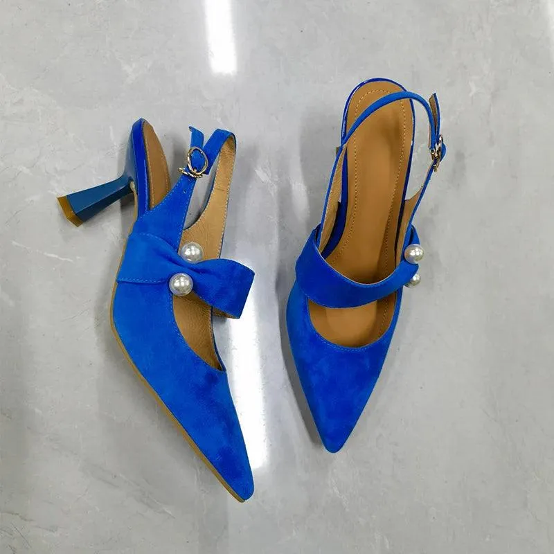 Women's Sandals Shoes - Fashionable Slingback Pumps with Pointed Toe - TSS161