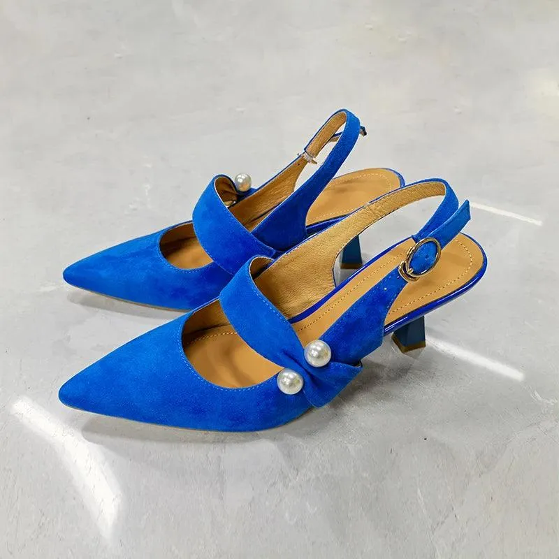 Women's Sandals Shoes - Fashionable Slingback Pumps with Pointed Toe - TSS161