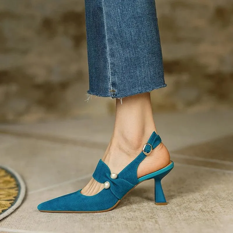 Women's Sandals Shoes - Fashionable Slingback Pumps with Pointed Toe - TSS161