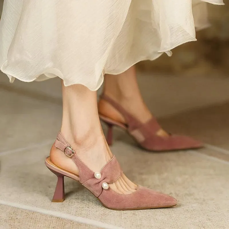 Women's Sandals Shoes - Fashionable Slingback Pumps with Pointed Toe - TSS161