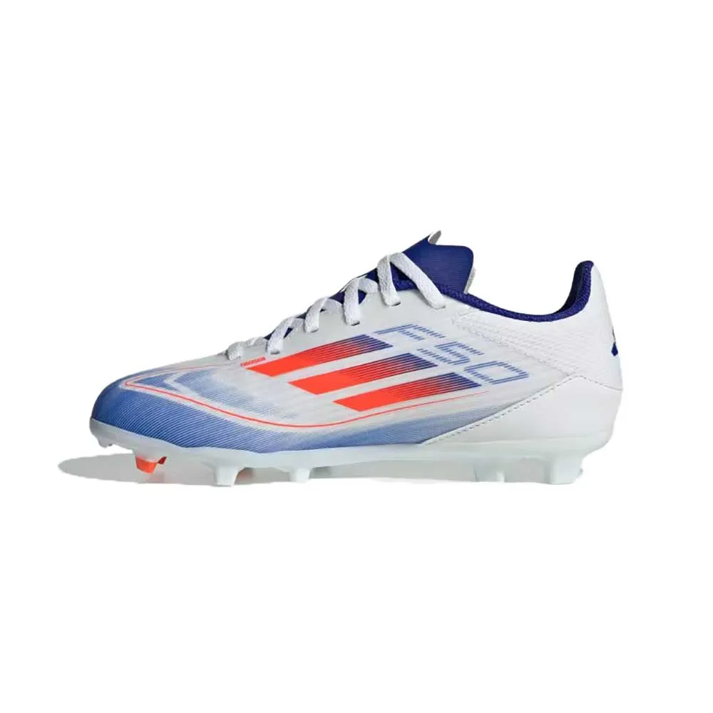 Youth Jr F50 League FG/MG Soccer Cleats - Cloud White/Solar Red/Lucid Blue - Regular (D)