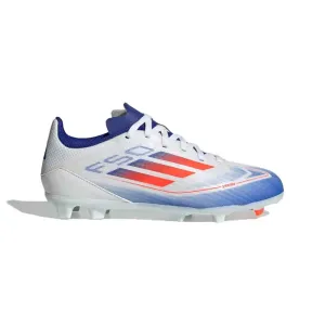 Youth Jr F50 League FG/MG Soccer Cleats - Cloud White/Solar Red/Lucid Blue - Regular (D)
