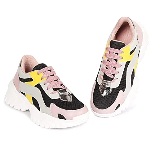 ZAPATOZ Women's Stylish Lightweight | Casual Shoes | Sneakers Black